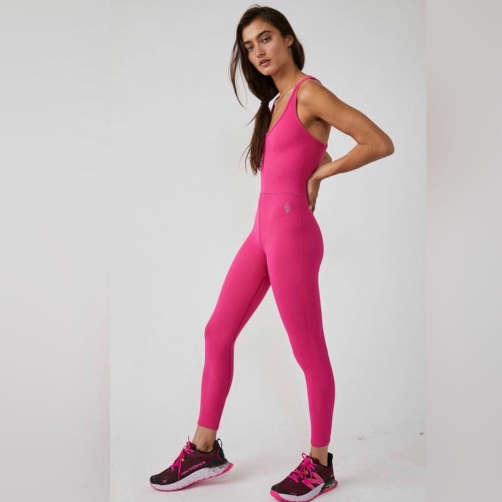 Free People Pink Ribbed Jumpsuit - Picture 2 of 9